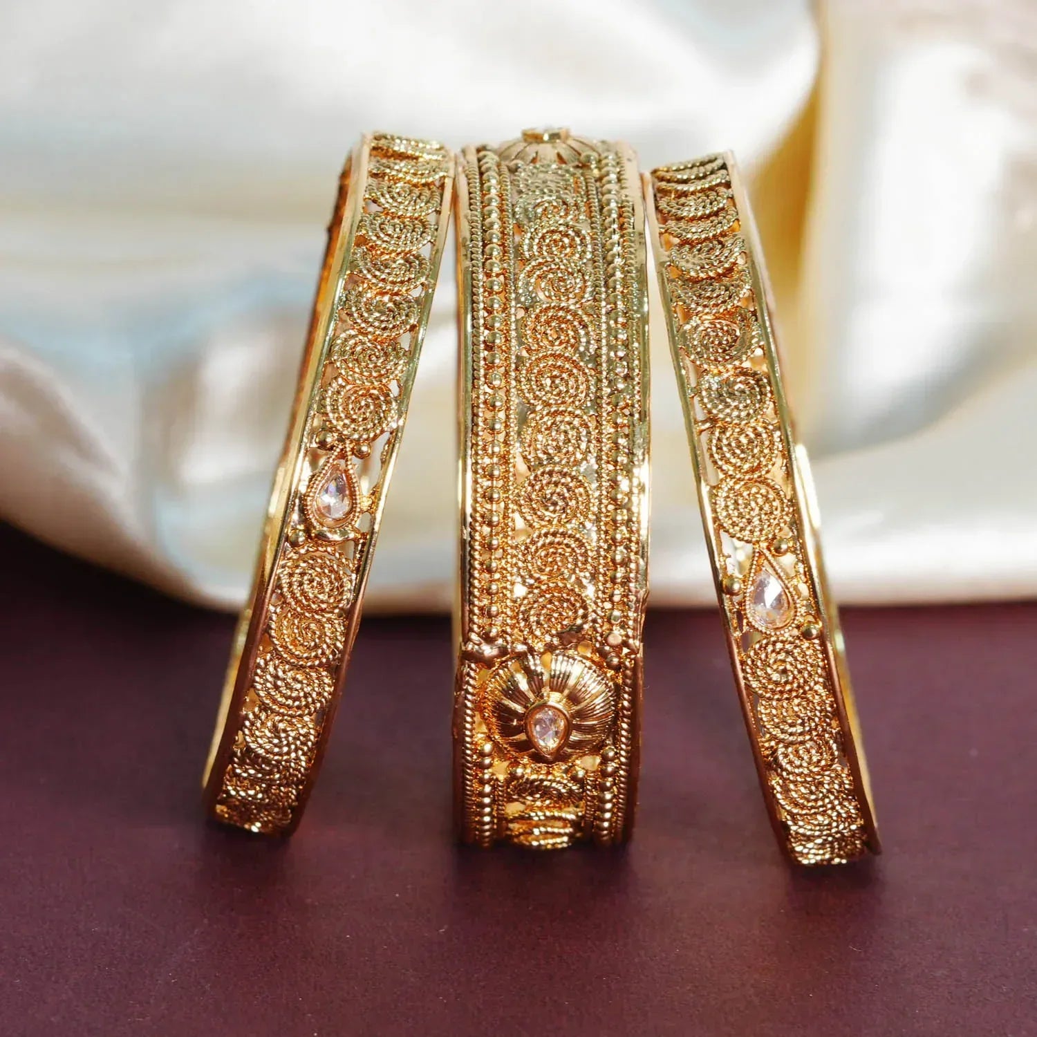 Antique Design Brass Kada for Women & Girl | Bridal Set Bracelet Perfect for Party & Daily wear - The Golden Cascade
